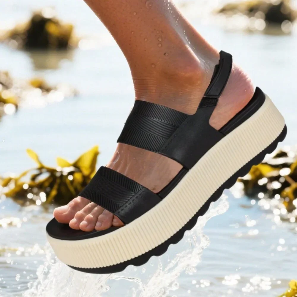 Black And White Vacation Women's Platform Sandals